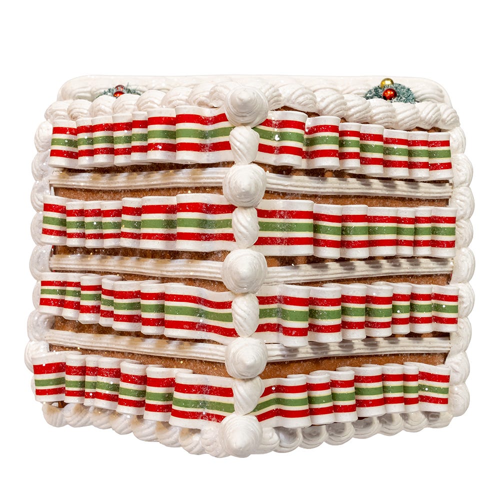 Kurt Adler 9 Inch Battery Operated Gingerbread House With Santa and Ribbon Candy Roof